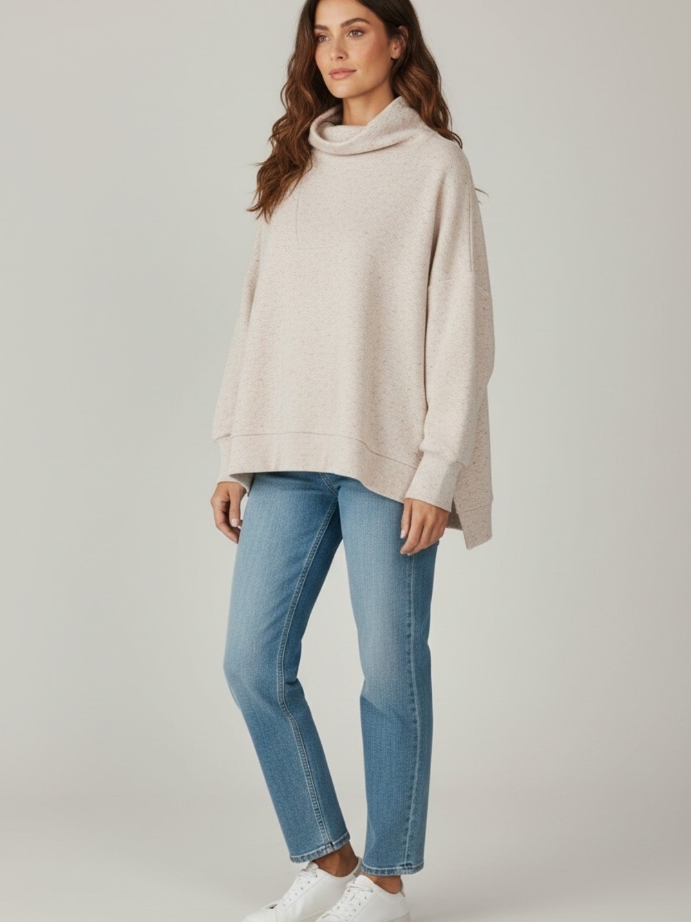 CALIA Oversized Cowl Neck Sweater - Light Cream